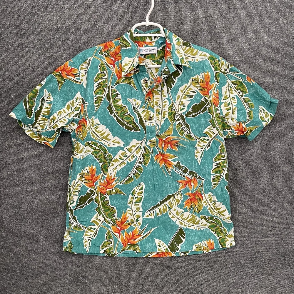 Tori Richard Uniforms Hawaiian Shirt Mens Floral Print Button Short Sleeve Sz M